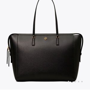 Tory Burch Black Robinson Tote Bag with Zipper